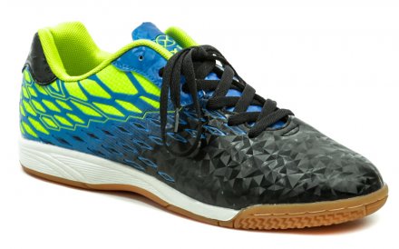 Celoroční sportovní indoor obuv na šněrování tkaničkami, vyrobená ze syntetického materiálu.