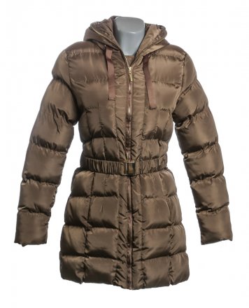 Dámský zimní kabát se zapínáním na zip a kapucí. Kabát je vyroben 100% z polyesteru.