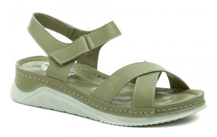 Dámská letní vycházková obuv typu sandály se zapínáním na pásek se suchým zipem. Obuv je vyrobená z pravé přírodní kůže.