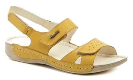 Dámská letní vycházková obuv typu sandály s nastavitelnými pásky pomocí suchého zipu, vyrobená z pravé přírodní kůže.