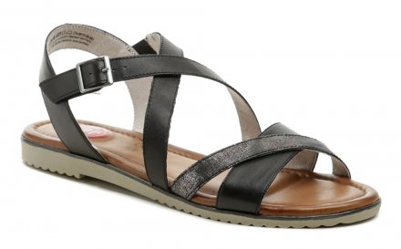 Dámská letní nadměrná vycházková sandálová obuv se zapínáním na pásek kolem kotníku, vyrobená z pravé přírodní kůže v kombinaci se syntetickým materiálem.