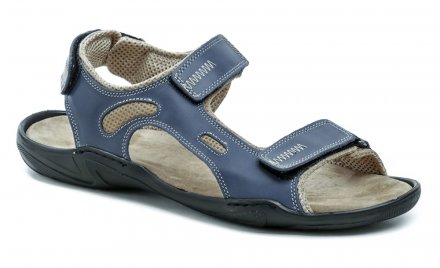 Pánská letní vycházková obuv s nastavitelnými pásky přes nárt a kolem paty, vyrobená z pravé přírodní kůže.