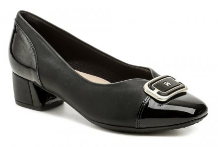 Dámská celoroční vycházková obuv na stabilním podpatku, vyrobená z kvalitního syntetického materiálu s pohodlnou stélkou.